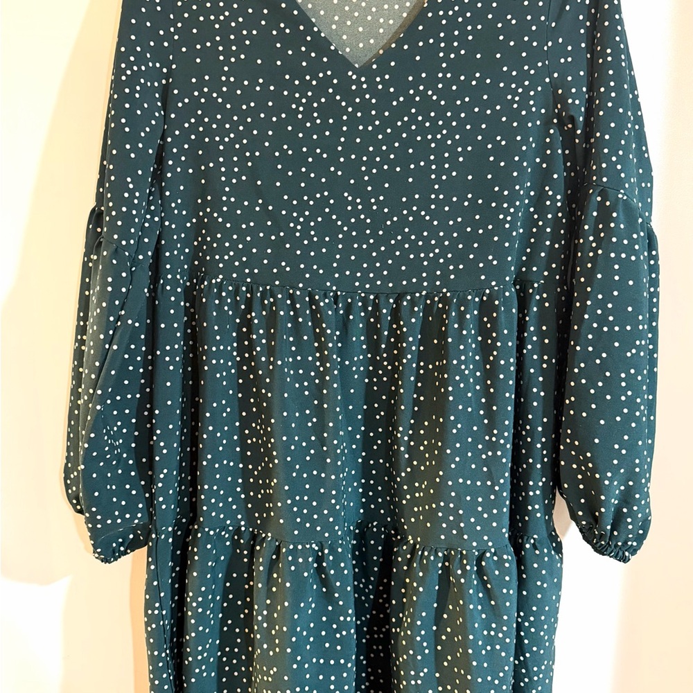 Green Polka Dot Long Sleeve Dress